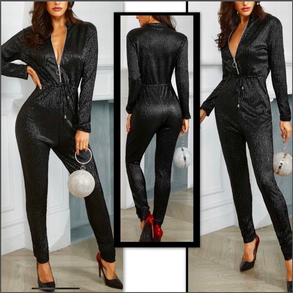 BLACK GLITTER JUMPSUIT - Picture 3 of 6